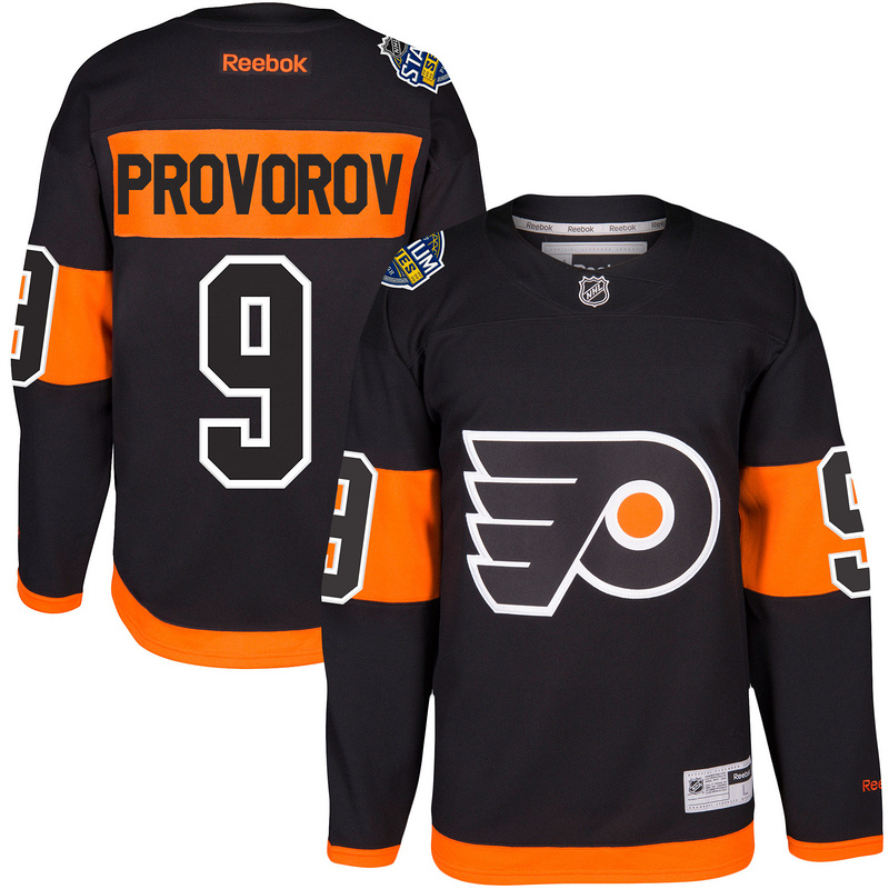 Men Philadelphia Flyers #9 Ivan Provorov Reebok Black 2017 Stadium Series Player Premier Jersey->->NHL Jersey